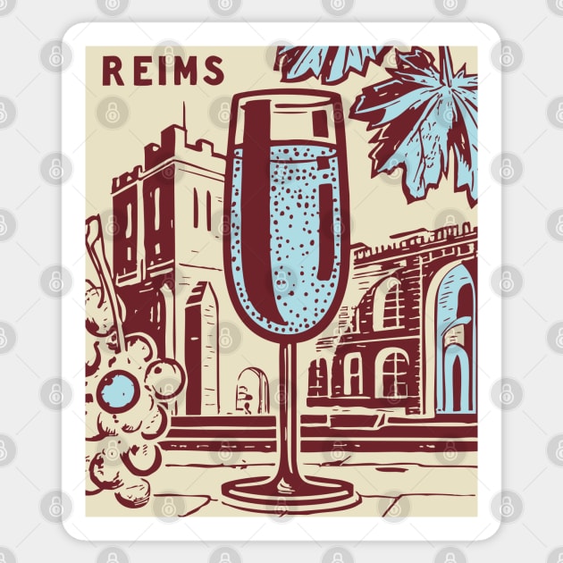 Art Deco Champagne Cocktail Vintage Poster Sticker by TuncGK